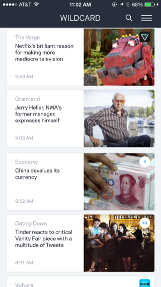 wildcard iPhone feeds screenshot